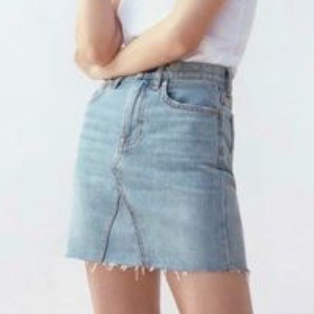 NWT EVERLANE Reconstructed Denim Mini Skirt
